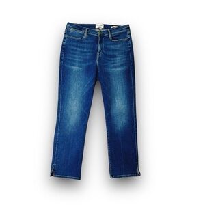 FRAME Denim ‘Le High Straight’ Cropped Ankle Slit Jeans in “Caroline” Wash Sz 32